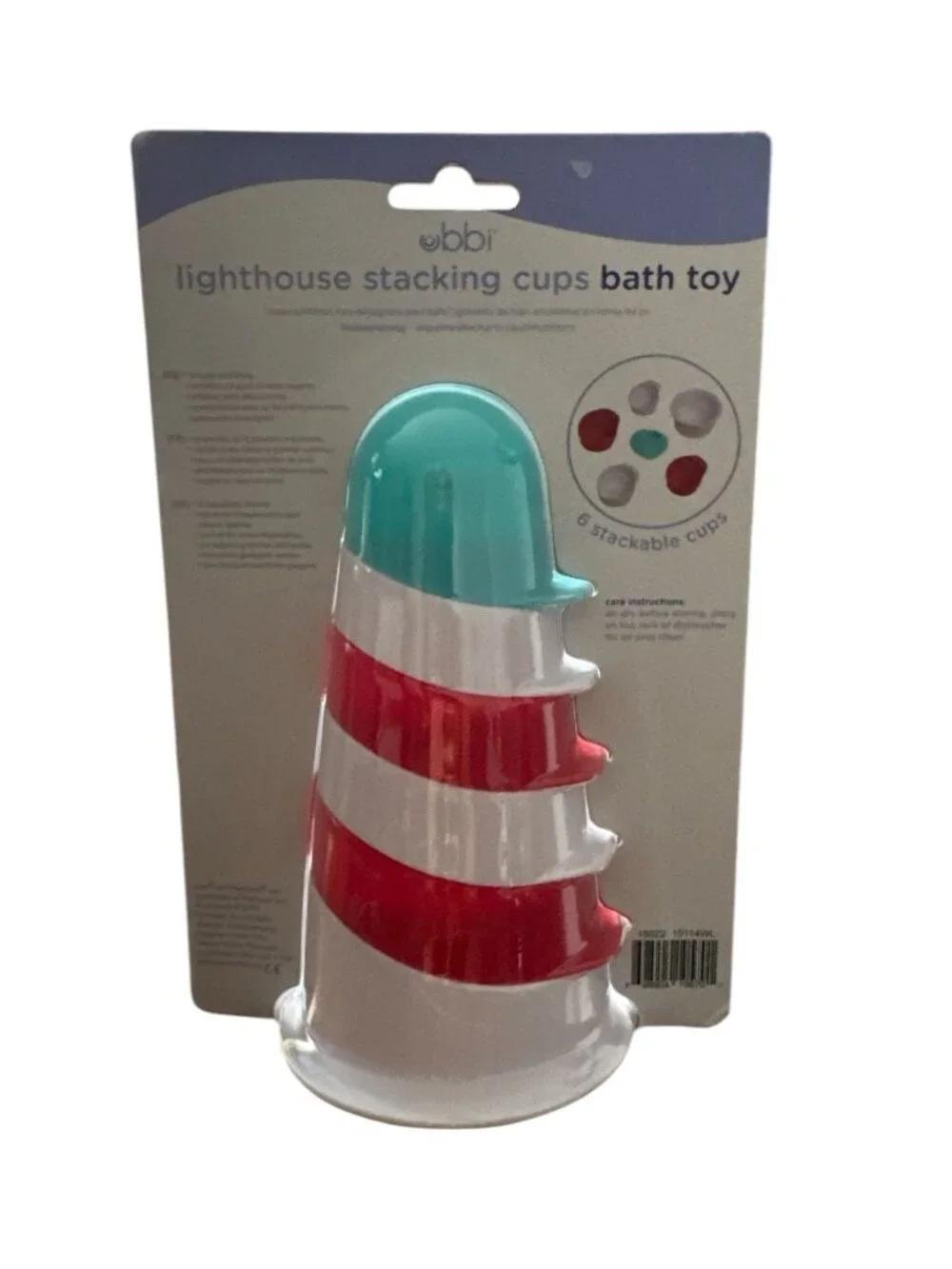 Ubbi Lighthouse Stacking Cups Bath Toy 6 Stackable Cups Dishwasher Safe Phthalat